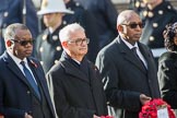 The High Commissioner of Zambia, Muyeba Shichapwa Chikonde, the High Commissioner of Malta, Joesph Cole, and the High Commissioner of Malawi, Kena A. Mphonda, during Remembrance Sunday Cenotaph Ceremony 2018 at Horse Guards Parade, Westminster, London, 11 November 2018, 11:04.