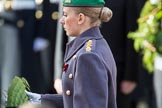 Captain Katherine Coulthard, Equerry to HRH The Duke of Edinburgh  during the Remembrance Sunday Cenotaph Ceremony 2018 at Horse Guards Parade, Westminster, London, 11 November 2018, 11:05.