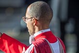The Director of Music, Joseph McHardy conducting the choir during the Remembrance Sunday Cenotaph Ceremony 2018 at Horse Guards Parade, Westminster, London, 11 November 2018, 11:18.