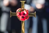 The cross, held by the Cross­Bearer, Michael Clayton Jolly, during the service at the Remembrance Sunday Cenotaph Ceremony 2018 at Horse Guards Parade, Westminster, London, 11 November 2018, 11:18.