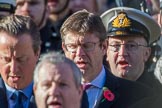 Representatives of the government, former prime ministers, and, behind, the streetliners, here the Royal Navy, singing during the Remembrance Sunday Cenotaph Ceremony 2018 at Horse Guards Parade, Westminster, London, 11 November 2018, 11:19.