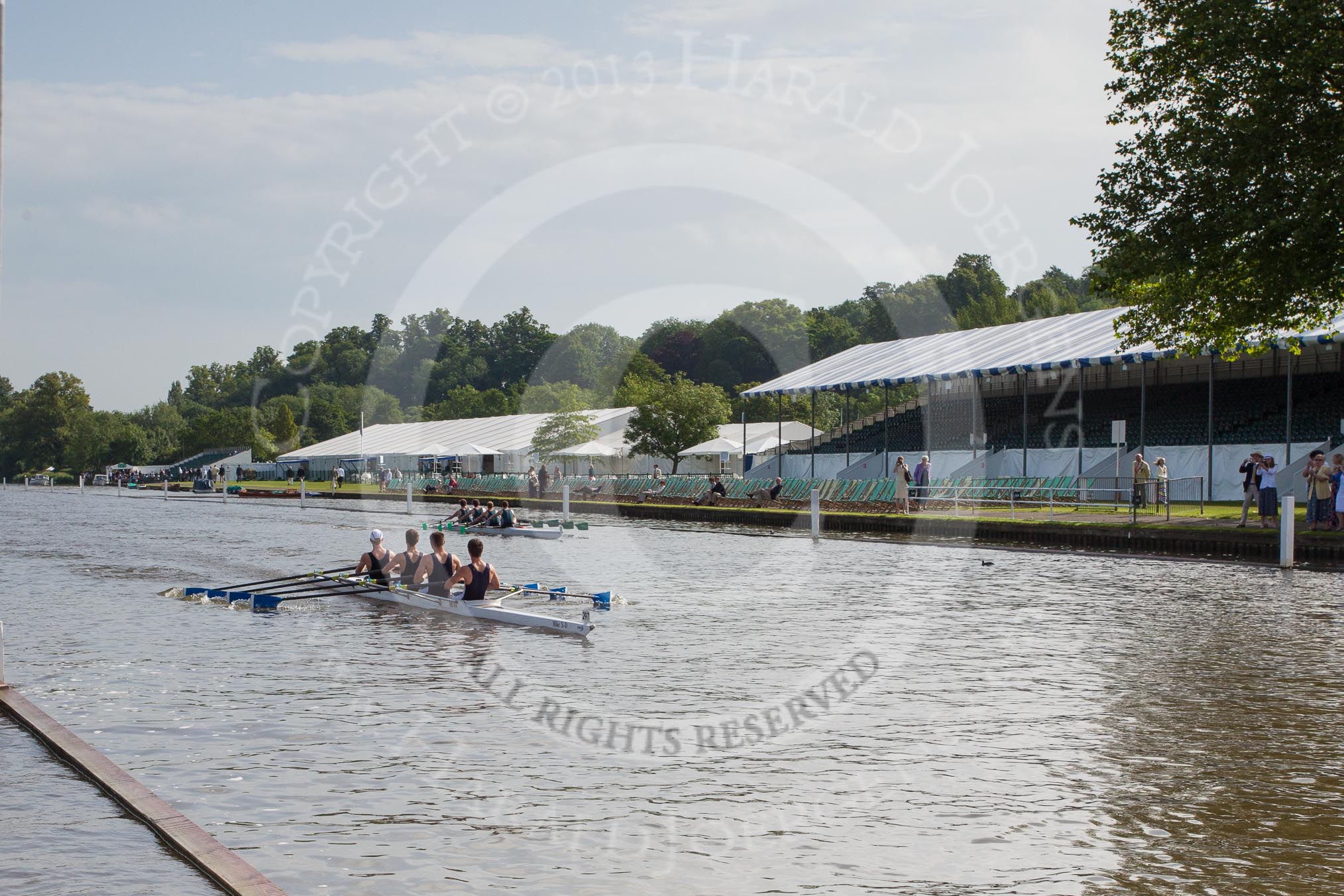 Henley Royal Regatta 2012 (Thursday): Race 3, Fawley Challenge Cup:  Maidenhead Rowing Club (303, Berks) v Evesham Rowing Club (297, Bucks).
River Thames beteen Henley-on-Thames and Remenham/Temple Island ,
Henley-on-Thames,
Oxfordshire,
United Kingdom,
on 28 June 2012 at 09:15, image #2