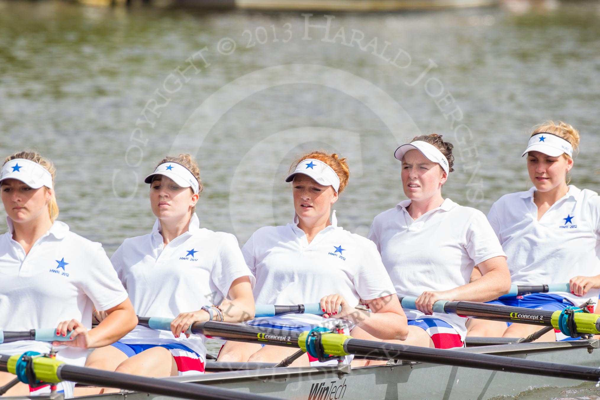 Henley Royal Regatta 2012 (Thursday): The NewcastleUniversity Eight on the way to the start.
River Thames beteen Henley-on-Thames and Remenham/Temple Island ,
Henley-on-Thames,
Oxfordshire,
United Kingdom,
on 28 June 2012 at 10:35, image #103