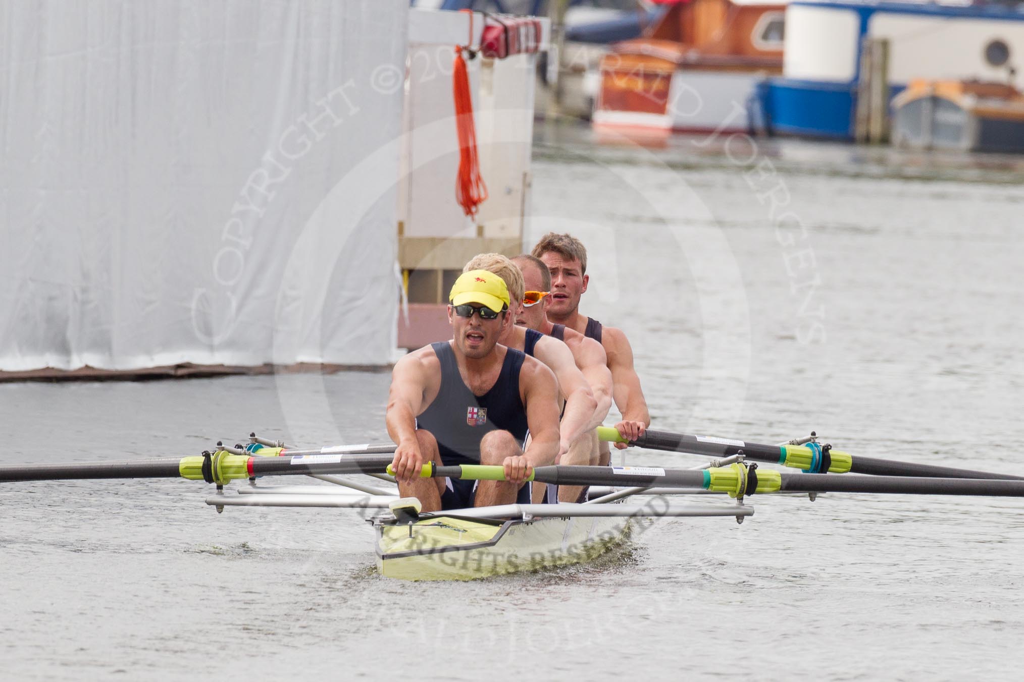 Henley Royal Regatta 2012 (Thursday): Race 18, Visitor's Challenge Cup:  Ruderverein Wiking Linz und Wiener Ruderclub LIA, Austria. (208, Bucks) v London Rowing Club  (199, Berks).
River Thames beteen Henley-on-Thames and Remenham/Temple Island ,
Henley-on-Thames,
Oxfordshire,
United Kingdom,
on 28 June 2012 at 10:46, image #126