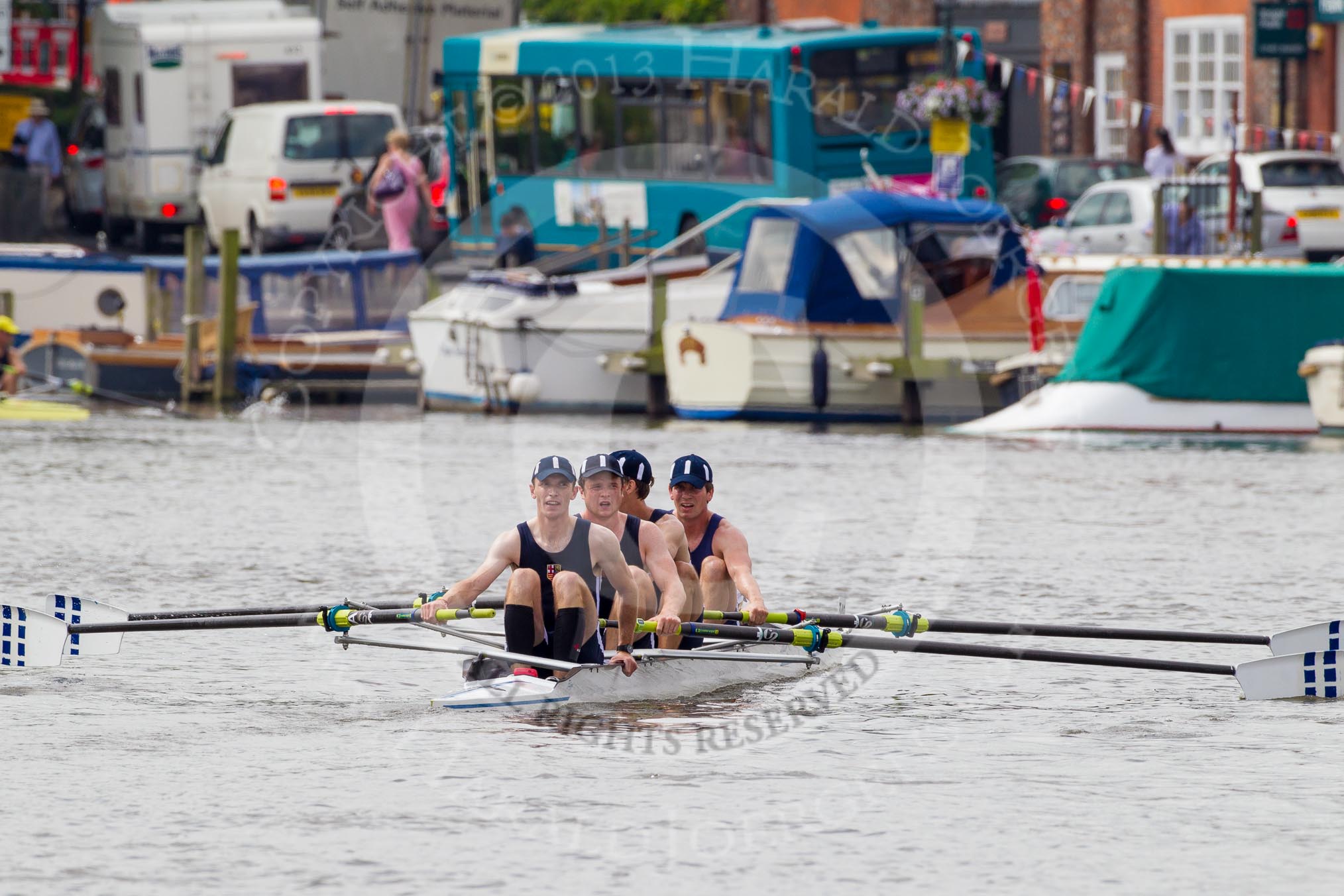 Henley Royal Regatta 2012 (Thursday): Race 19, Britannia Challenge Cup:  Henley Rowing Club (347, Bucks) v London Rowing Club  (349, Berks).
River Thames beteen Henley-on-Thames and Remenham/Temple Island ,
Henley-on-Thames,
Oxfordshire,
United Kingdom,
on 28 June 2012 at 10:51, image #133