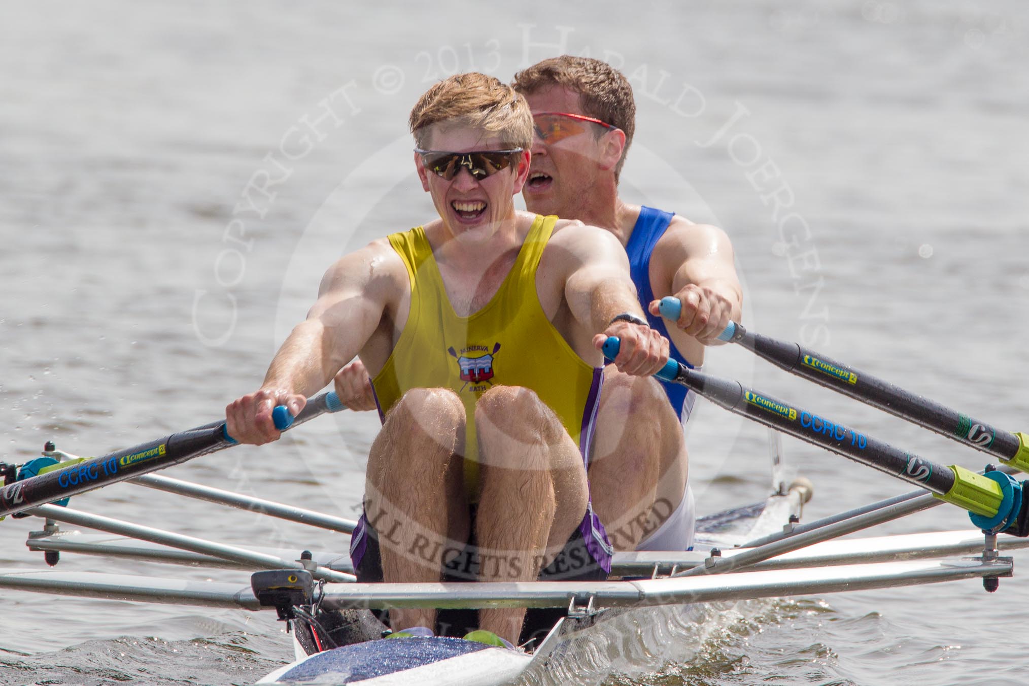 Henley Royal Regatta 2012 (Thursday): Race 46, Double Sculls Challenge Cup:  Cardiff City Rowing Club (441, Bucks) v Mitsubishi Boat Club, Japan (446, Berks).
River Thames beteen Henley-on-Thames and Remenham/Temple Island ,
Henley-on-Thames,
Oxfordshire,
United Kingdom,
on 28 June 2012 at 14:59, image #329