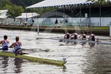 Henley Royal Regatta 2012 (Thursday): Race 4, Prince Albert Challenge Cup:  Imperial College London (383, Bucks) v University of Warwick (403, Berks).
River Thames beteen Henley-on-Thames and Remenham/Temple Island ,
Henley-on-Thames,
Oxfordshire,
United Kingdom,
on 28 June 2012 at 09:21, image #9