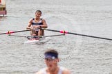 Henley Royal Regatta 2012 (Thursday): Race 25, Diamond Challenge Sculls:  Queen's University, Belfast (480, Bucks) v Club Salvadoreno, El Salvador  (465, Berks).
River Thames beteen Henley-on-Thames and Remenham/Temple Island ,
Henley-on-Thames,
Oxfordshire,
United Kingdom,
on 28 June 2012 at 11:28, image #177