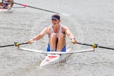 Henley Royal Regatta 2012 (Thursday): Race 25, Diamond Challenge Sculls:  Queen's University, Belfast (480, Bucks) v Club Salvadoreno, El Salvador  (465, Berks).
River Thames beteen Henley-on-Thames and Remenham/Temple Island ,
Henley-on-Thames,
Oxfordshire,
United Kingdom,
on 28 June 2012 at 11:28, image #178