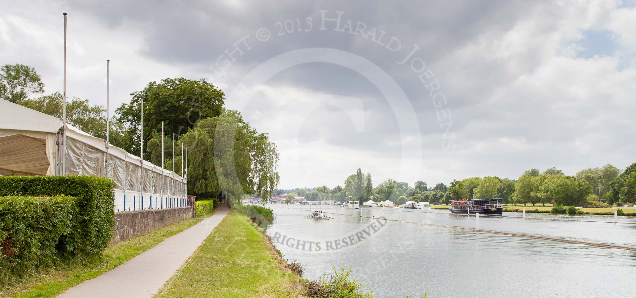 Henley Royal Regatta 2013 (Monday): Preparations for the regatta - tents on the eastern side of the Thames..
River Thames between Henley and Temple Island,
Henley-on-Thames,
Berkshire,
United Kingdom,
on 01 July 2013 at 14:39, image #15