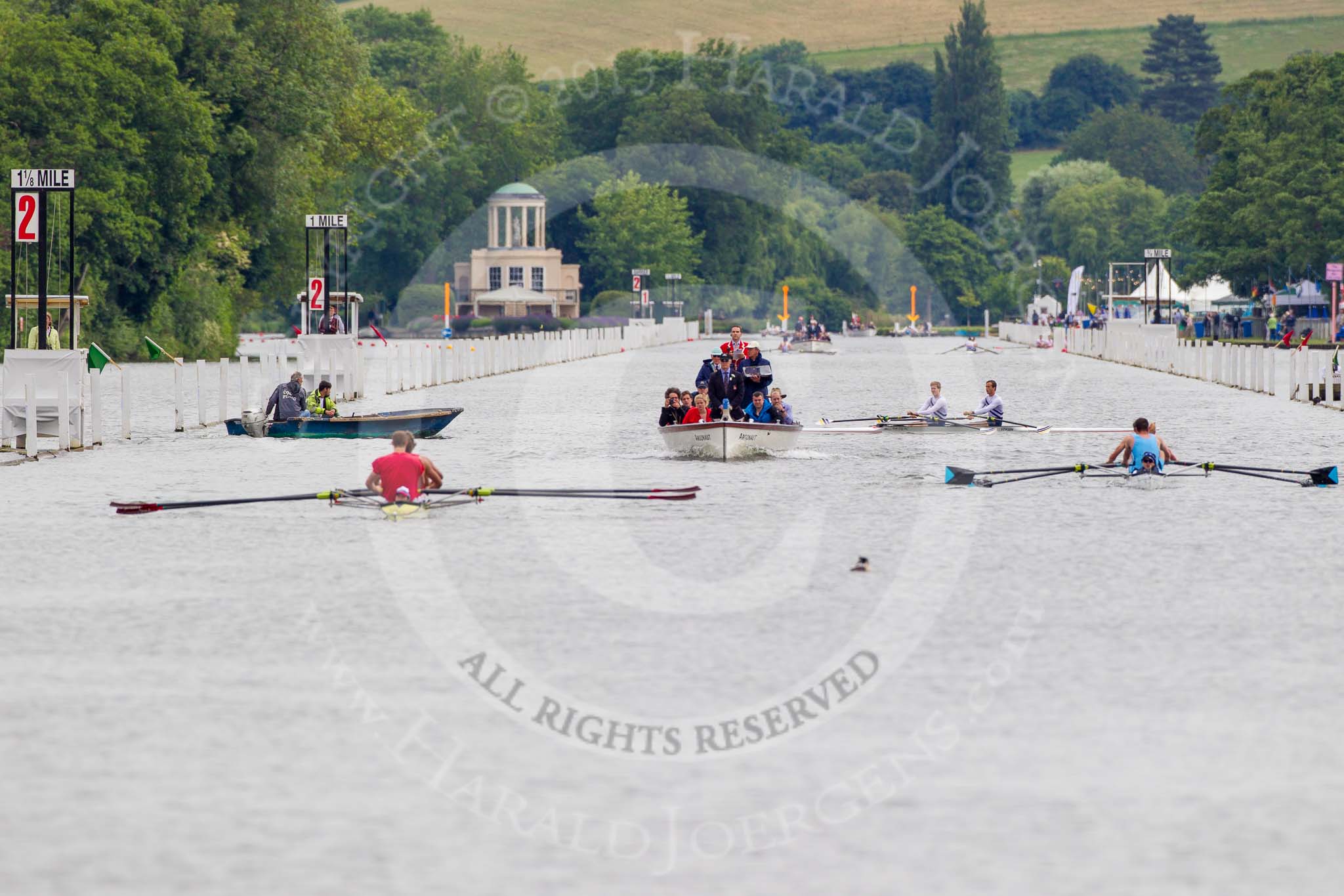 Henley Royal Regatta 2013, Thursday.
River Thames between Henley and Temple Island,
Henley-on-Thames,
Berkshire,
United Kingdom,
on 04 July 2013 at 09:18, image #22