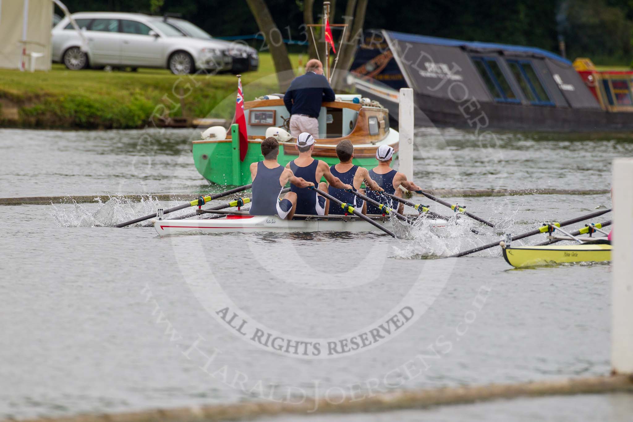 Henley Royal Regatta 2013, Thursday.
River Thames between Henley and Temple Island,
Henley-on-Thames,
Berkshire,
United Kingdom,
on 04 July 2013 at 09:49, image #34