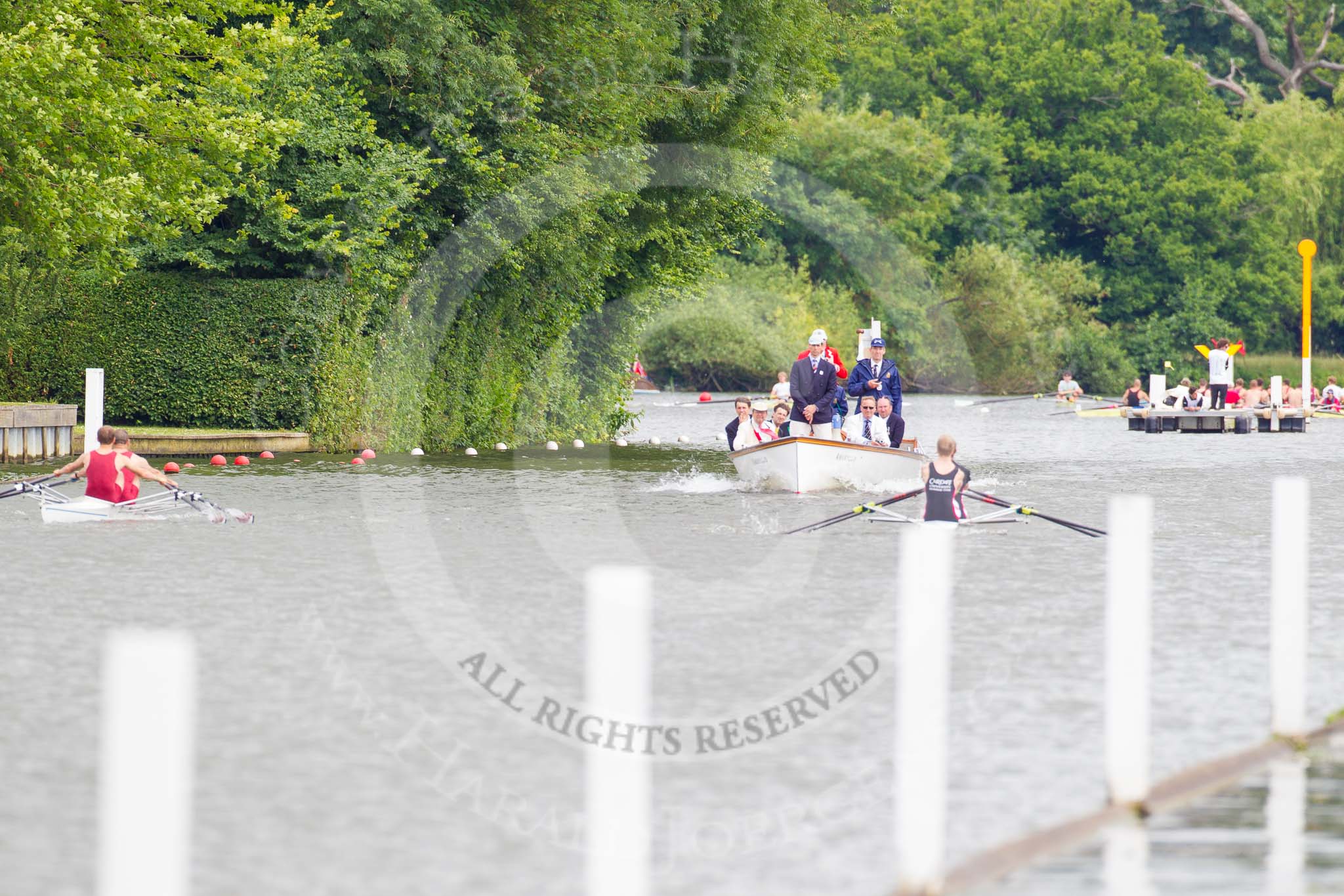 Henley Royal Regatta 2013, Thursday.
River Thames between Henley and Temple Island,
Henley-on-Thames,
Berkshire,
United Kingdom,
on 04 July 2013 at 10:52, image #97