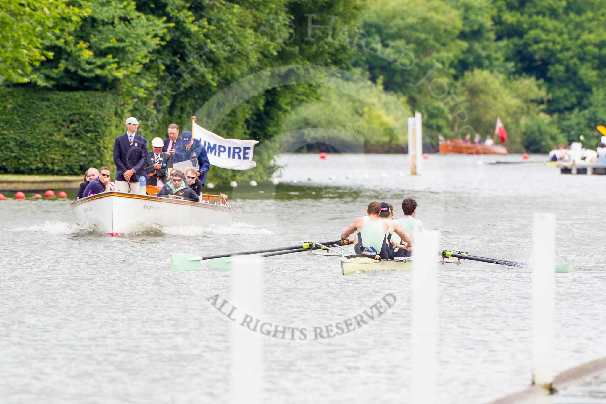 Henley Royal Regatta 2013, Thursday.
River Thames between Henley and Temple Island,
Henley-on-Thames,
Berkshire,
United Kingdom,
on 04 July 2013 at 11:24, image #182