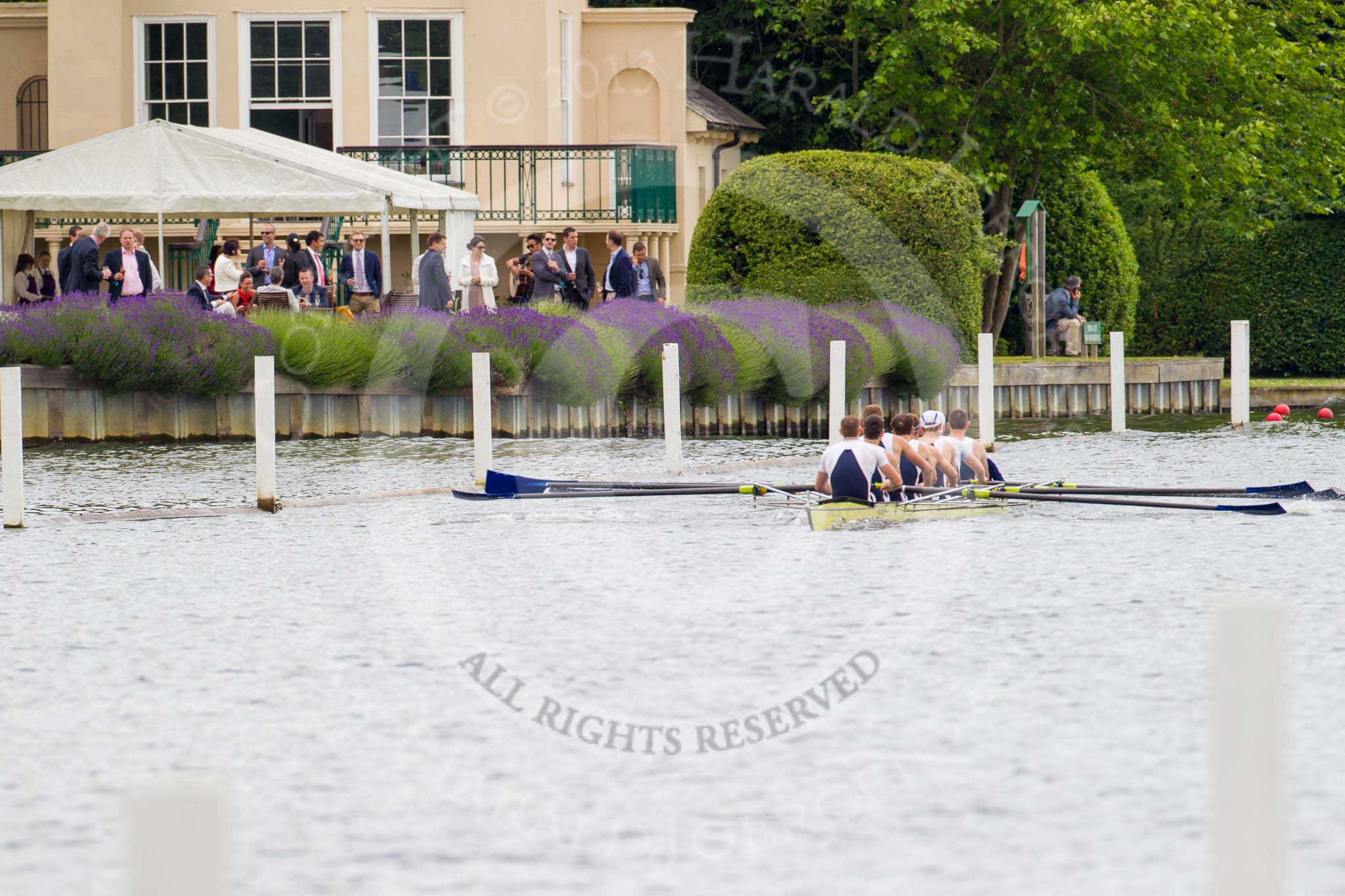 Henley Royal Regatta 2013, Thursday.
River Thames between Henley and Temple Island,
Henley-on-Thames,
Berkshire,
United Kingdom,
on 04 July 2013 at 11:30, image #199