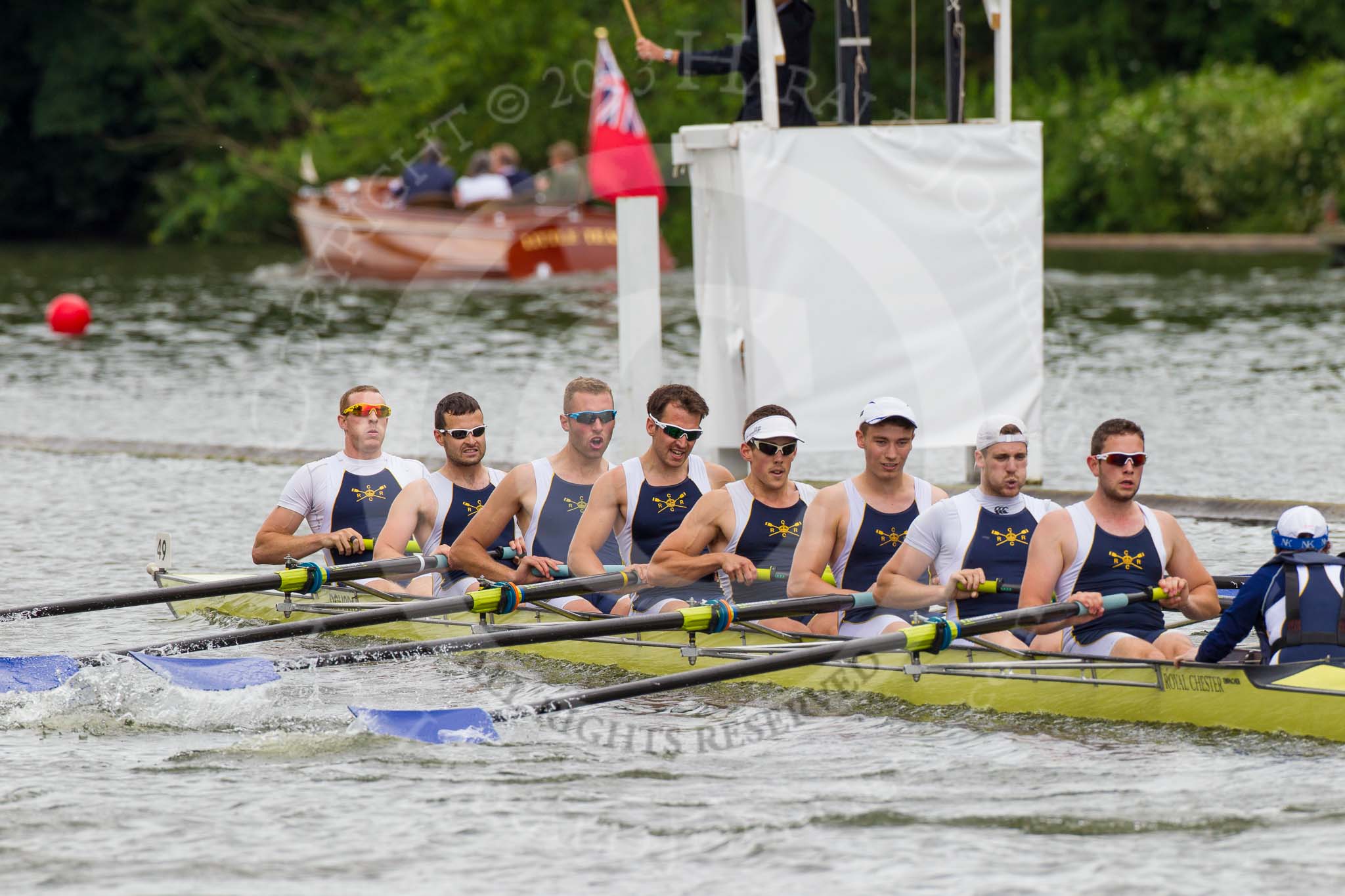 Henley Royal Regatta 2013, Thursday.
River Thames between Henley and Temple Island,
Henley-on-Thames,
Berkshire,
United Kingdom,
on 04 July 2013 at 11:31, image #211