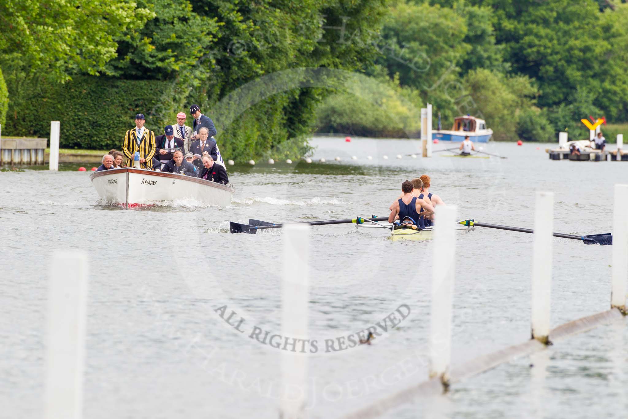 Henley Royal Regatta 2013, Thursday.
River Thames between Henley and Temple Island,
Henley-on-Thames,
Berkshire,
United Kingdom,
on 04 July 2013 at 11:46, image #236