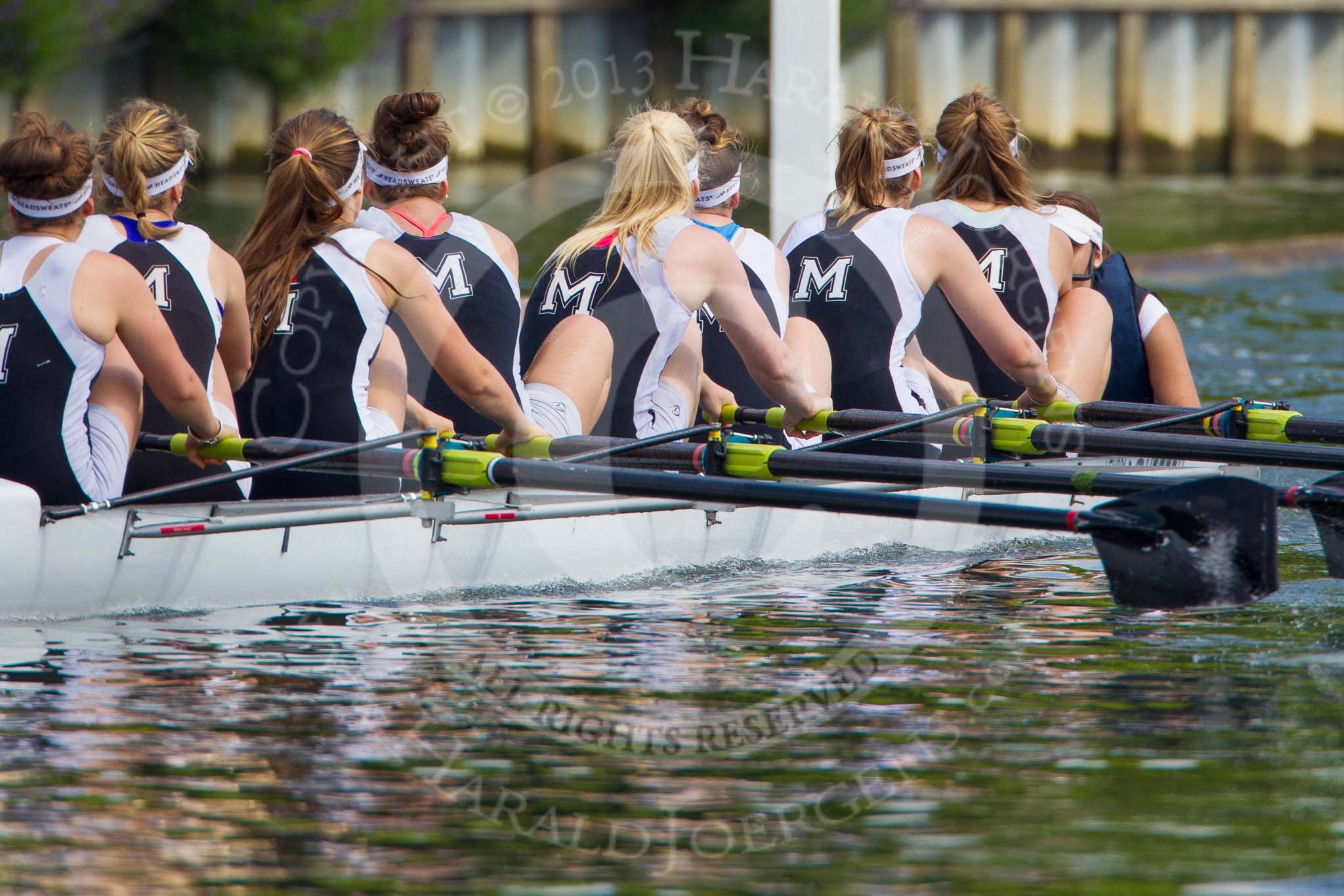 Henley Royal Regatta 2013, Saturday: Race No. 4 for the Remenham Challenge Cup, Molesey Boat Club v Tees Rowing Club and Agecroft Rowing Club. Image #137, 06 July 2013 10:42 River Thames, Henley on Thames, UK