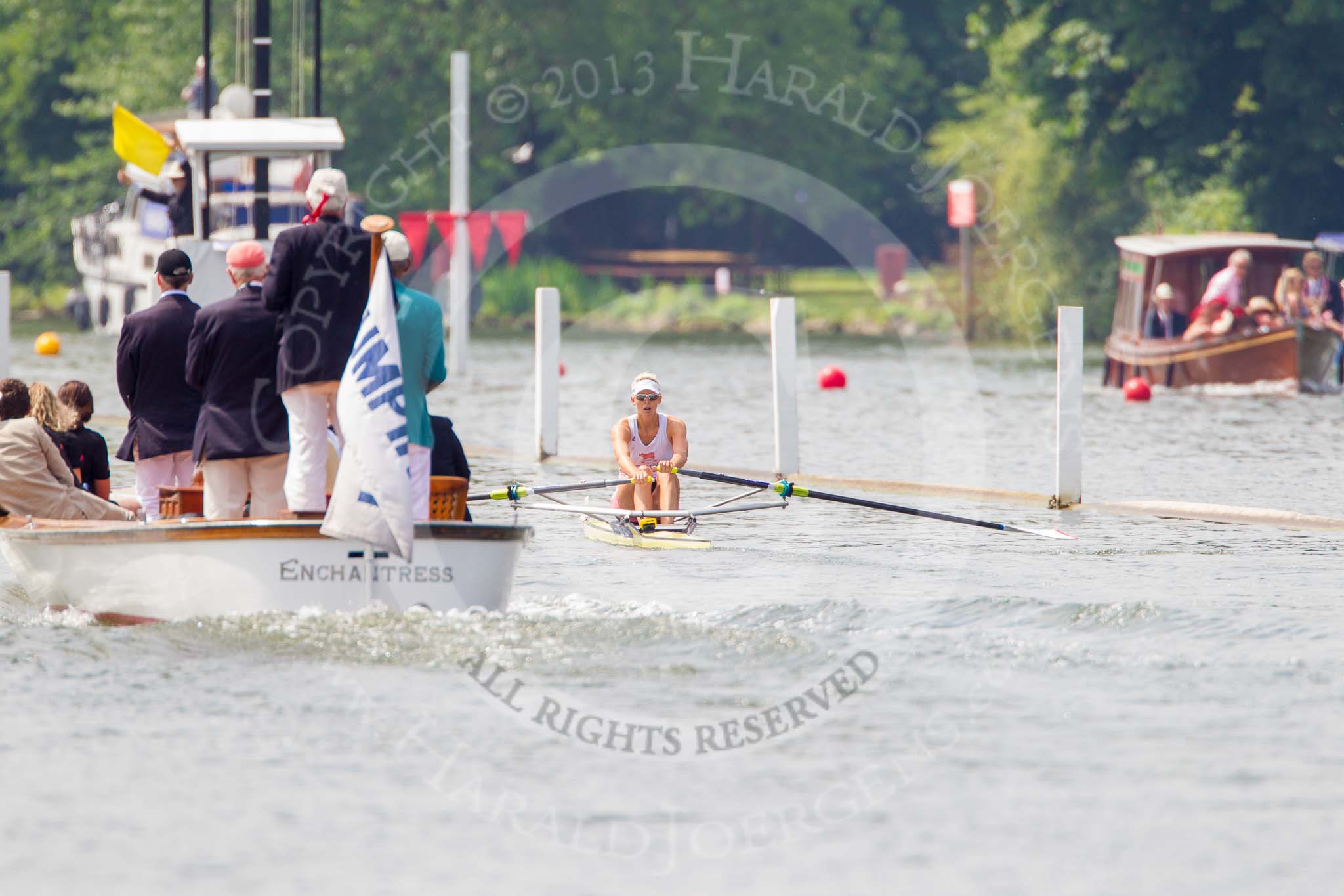 Henley Royal Regatta 2013, Saturday: Race No. 11 for the Princess Royal Challenge Cup, Victoria Thornley (Leander Club) v Emma Twigg (Waiariki Rowing Club, New Zealand), here Victoria Thornley. Image #233, 06 July 2013 11:41 River Thames, Henley on Thames, UK