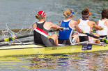 Henley Royal Regatta 2013, Saturday: Race No. 10 for the Remenham Challenge Cup, Leander Club and Oxford Brookes University v Thames Rowing Club, here cox E. H. B. Searle. Image #196, 06 July 2013 11:31 River Thames, Henley on Thames, UK