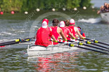 Henley Royal Regatta 2013, Saturday: Race No. 12 for the Temple Challenge Cup, St. Petersburg University, Russia (orage), v Delftsche Studenten Roeivereeninging Laga, Holland (red). Image #247, 06 July 2013 11:51 River Thames, Henley on Thames, UK