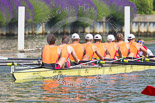 Henley Royal Regatta 2013, Saturday: Race No. 12 for the Temple Challenge Cup, St. Petersburg University, Russia (orage), v Delftsche Studenten Roeivereeninging Laga, Holland (red). Image #248, 06 July 2013 11:51 River Thames, Henley on Thames, UK