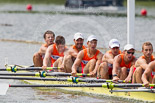 Henley Royal Regatta 2013, Saturday: Race No. 12 for the Temple Challenge Cup, St. Petersburg University, Russia (orage), v Delftsche Studenten Roeivereeninging Laga, Holland (red). Image #254, 06 July 2013 11:52 River Thames, Henley on Thames, UK