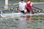 Henley Royal Regatta 2013, Saturday: Race No. 13 for the Double Sculls Challenge Cup, Oxford Brookes University and Leander Club (white boat) v London Rowing Club and Leander Club (yellow boat). Image #265, 06 July 2013 12:02 River Thames, Henley on Thames, UK