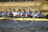 The Boat Race season 2012 - fixture OUBC vs German U23: Just before the start of the first race: The German U23 boat, from right to left Cox Inga Thöne, Lukas-Frederik Müller, Felix Wimberger, Maximilian Planer, Malte Jakschik, and Alexander Thierfelder, Robin Ponte, Rene Stüven, and Stern Maximilian Johanning..
River Thames between Putney and Mortlake,
London,

United Kingdom,
on 26 February 2012 at 15:24, image #38