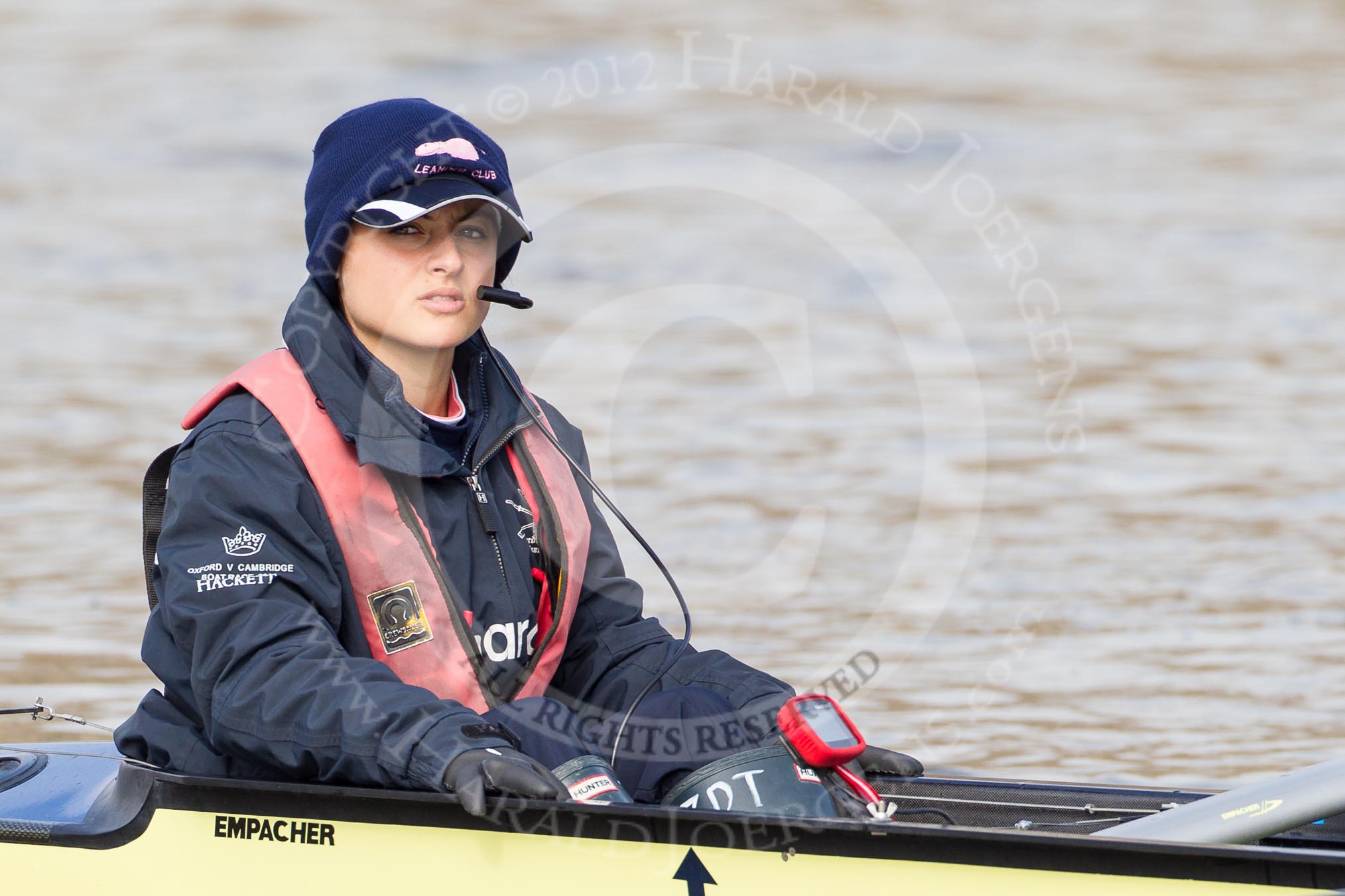 The Boat Race season 2012 - fixture CUBC vs Leander: OUBC cox Zoe de Toledo..
River Thames between Putney and Molesey,
London,
Greater London,
United Kingdom,
on 10 March 2012 at 13:06, image #11