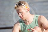 The Boat Race season 2012 - fixture CUBC vs Leander: Close-up of the CUBC Goldie 4 seat Joel Jennings..
River Thames between Putney and Molesey,
London,
Greater London,
United Kingdom,
on 10 March 2012 at 14:52, image #162