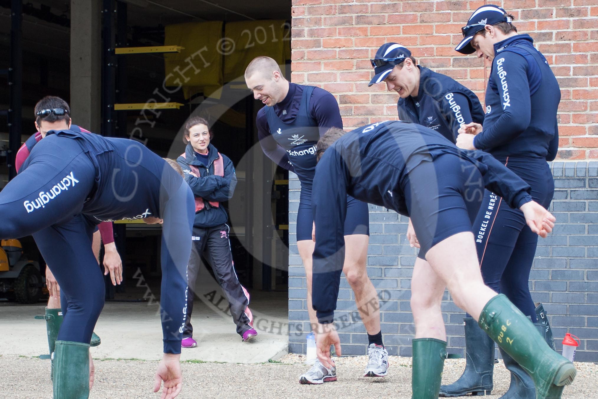 The Boat Race season 2012 - OUBC training: Next to the boathouse, from left to right William Zeng, Zoe de Toledo, Alex Davidson, Karl Hudspith, and Roel Haen..


Oxfordshire,
United Kingdom,
on 20 March 2012 at 14:54, image #7