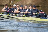 The Boat Race season 2012 - OUBC training: Bow Dr. Alexander Woods, 2 William Zeng, 3 Kevin Baum, 4 Alexander Davidson, 5 Karl Hudspith, 6 Dr. Hanno Wienhausen, 7 Dan Harvey, stroke Roel Haen, and cox Zoe de Toledo/.


Oxfordshire,
United Kingdom,
on 20 March 2012 at 16:09, image #96