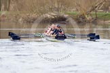 The Boat Race season 2012 - OUBC training: Bow Dr. Alexander Woods, 2 William Zeng, 3 Kevin Baum, 4 Alexander Davidson, 5 Karl Hudspith, 6 Dr. Hanno Wienhausen, 7 Dan Harvey, stroke Roel Haen, and cox Zoe de Toledo..


Oxfordshire,
United Kingdom,
on 20 March 2012 at 16:22, image #105