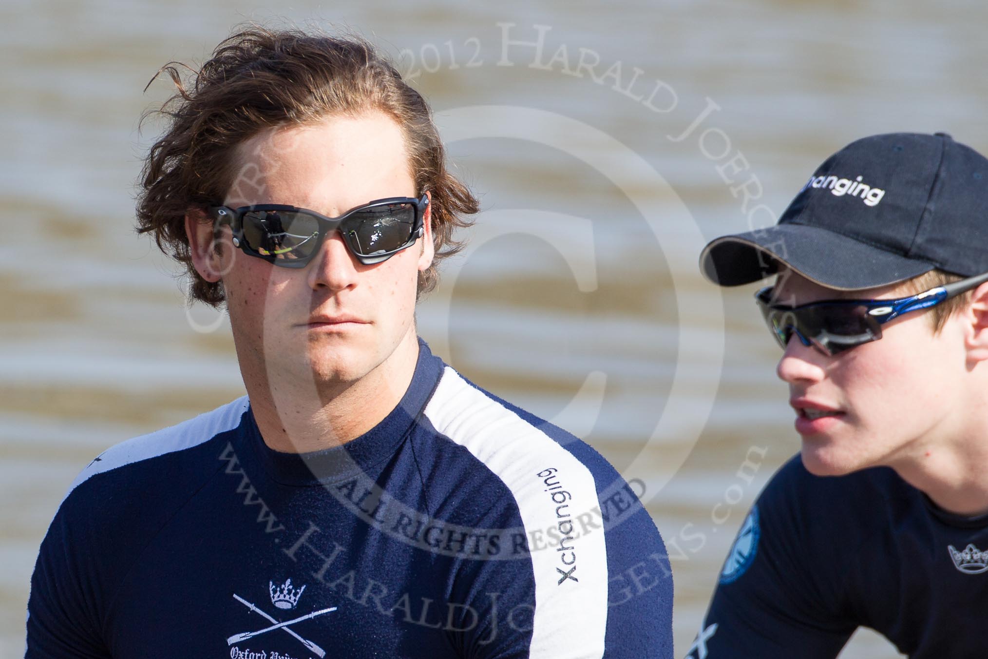 The Boat Race season 2012 - fixture OUBC vs Leander: Close-up of Oxford University Boat Club Isis 7 seat Justin Webb, behind him Geordie Macleod..




on 24 March 2012 at 13:22, image #6
