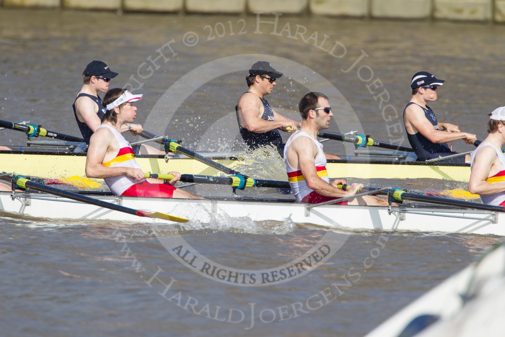 The Boat Race season 2012 - fixture OUBC vs Leander: Tideway Scullers to-be-named 3-seat, to-be-named and to-be-named, in the OUBC Isis boat 6 seat Geordie Macleod, 7 Justin Webb, and stroke Tom Watson..




on 24 March 2012 at 14:01, image #72
