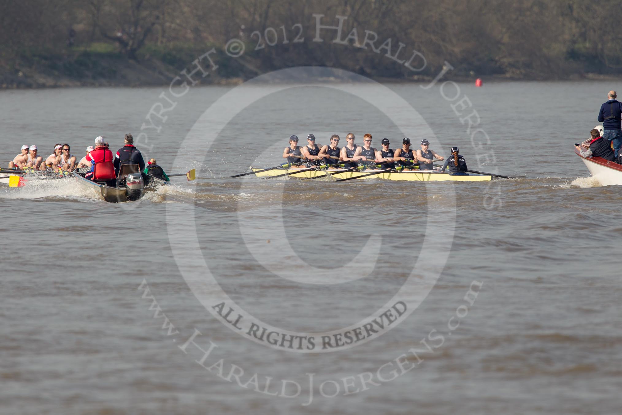 The Boat Race season 2012 - fixture OUBC vs Leander: The all-to-be-named Tideway Scullers squad against OUBC's Isis, hbow Tom Hilton, Chris Fairweather, Julian Bubb-Humfryes, Ben Snodin, Joe Dawson, Geordie Macleod, Justin Webb, stroke Tom Watson, and cox Katherine Apfelbaum..




on 24 March 2012 at 14:01, image #82