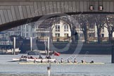 The Boat Race season 2012 - fixture CUBC vs Molesey BC: The CUBC Blue Boat waiting behind Putney Bridge for the start of the fixture against the Molesey Eight (in front)..




on 25 March 2012 at 15:15, image #98