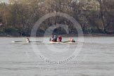 The Boat Race season 2012 - fixture CUBC vs Molesey BC: The CUBC Blue Boat on the left, the Molesey BC Eight on the right, behind them umpire Boris Rankov..




on 25 March 2012 at 15:20, image #137