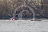 The Boat Race season 2012 - fixture CUBC vs Molesey BC: The CUBC Blue Boat on the left, the Molesey BC Eight on the right, behind them umpire Boris Rankov..




on 25 March 2012 at 15:21, image #140