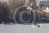 The Boat Race season 2012 - fixture CUBC vs Molesey BC: The CUBC Blue Boat on the left, the Molesey BC Eight on the right, behind them umpire Boris Rankov..




on 25 March 2012 at 15:21, image #141