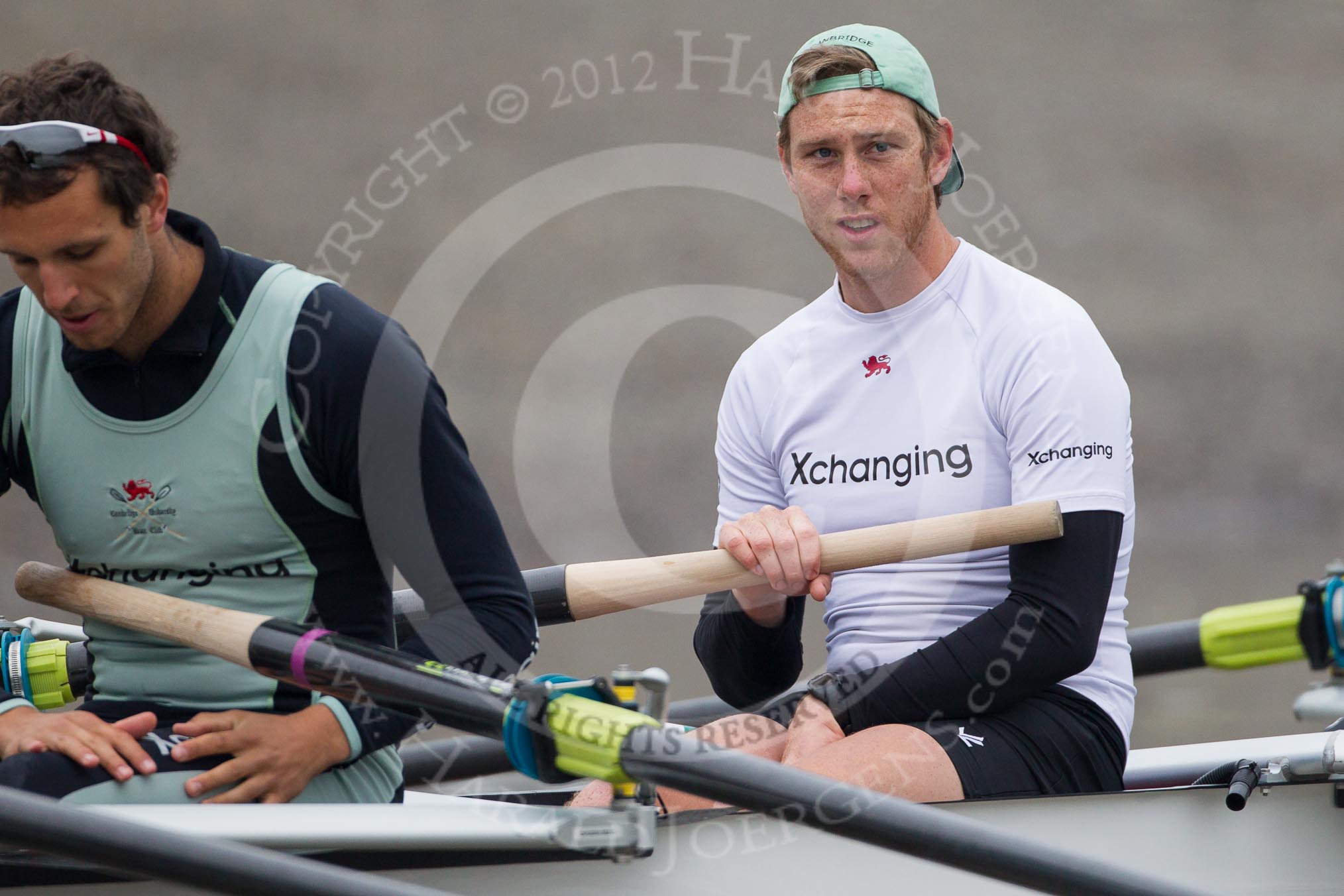 Alex Ross and Jack Lindeman in the Cambridge University Boat Club Blue Boat, two days before the 2012 Boat Race.