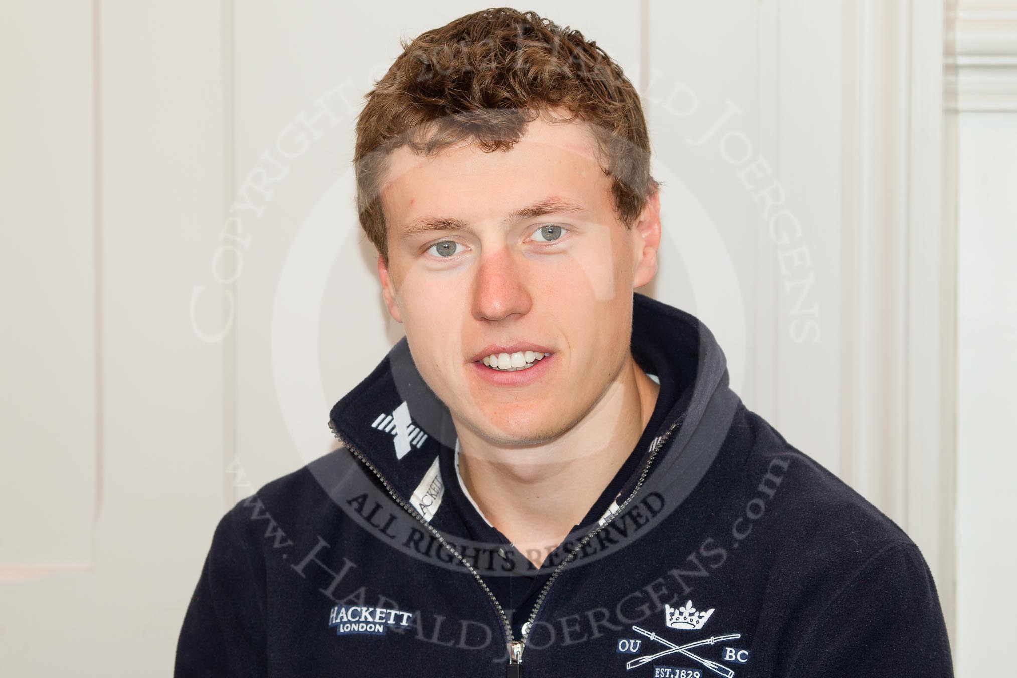 Oxford University Boat Club president Karl Hudspith during the press conference on April 5, 2012, at the BT Press Centre, two days before the 2012 Boat Race.