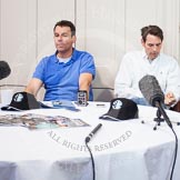 Boat Race umpires John Garret and Richard Phelps during the press conference on April 5 at the BBC Press Centre, two days before the 2012 Boat Race.