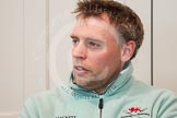Cambridge University Boat Club chief coach Steve Trapmore during the press conference on April 5, 2012, at the BT Press Centre, two days before the 2012 Boat Race.