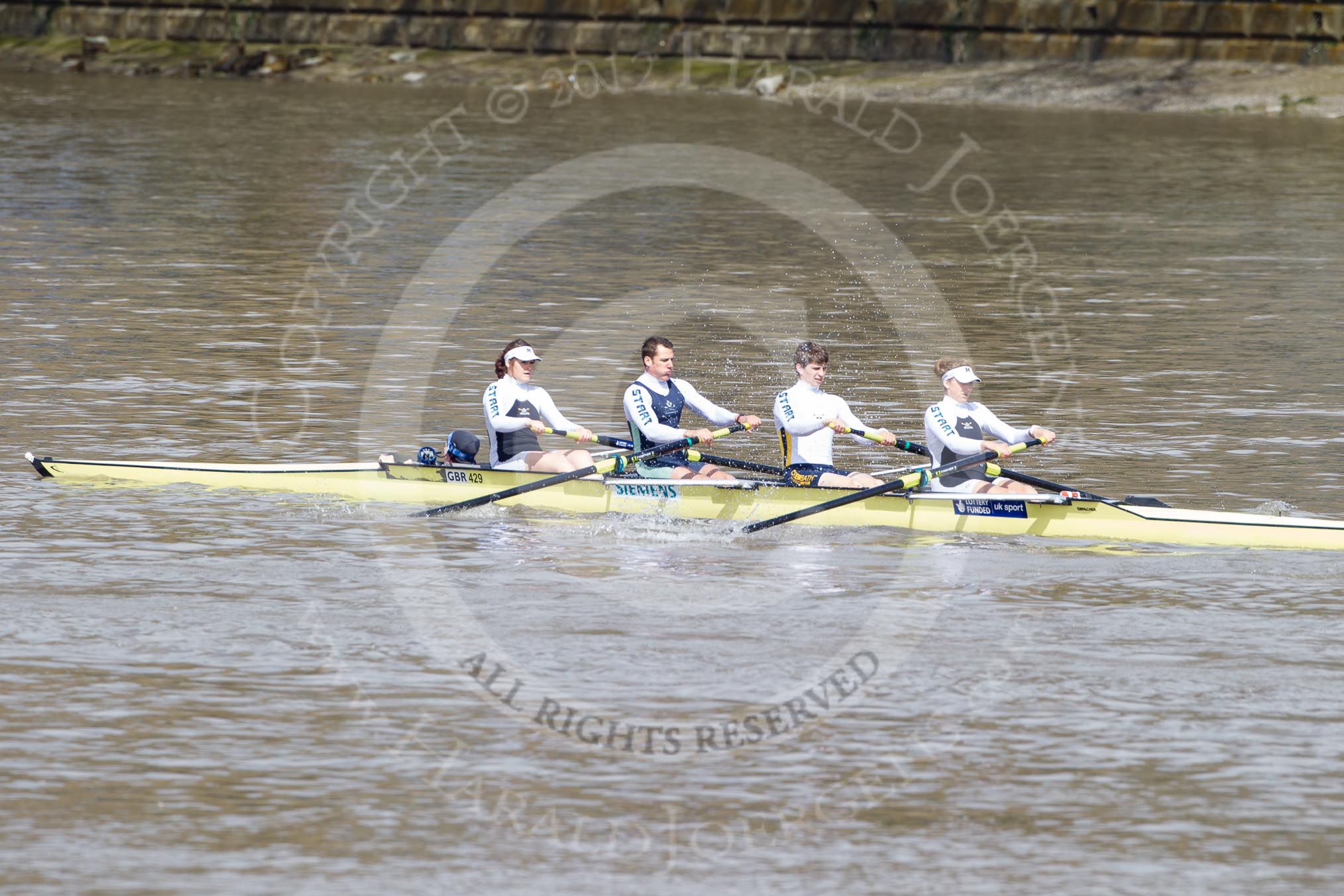 The Boat Race 2012: The Adaptive Race: The Start Four, cox Henry Fieldman, bow Olivia Marshall, two Will King, three Ben Jackson, and stroke Catie Sharrod..




on 07 April 2012 at 12:49, image #87