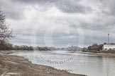 The Boat Race 2012: Setting the scene for the 2012 Boat Race:  The River Thames, seen in the direction of the Boat Race, at low tide. On the right Fulham FC Stadium..




on 07 April 2012 at 09:46, image #15