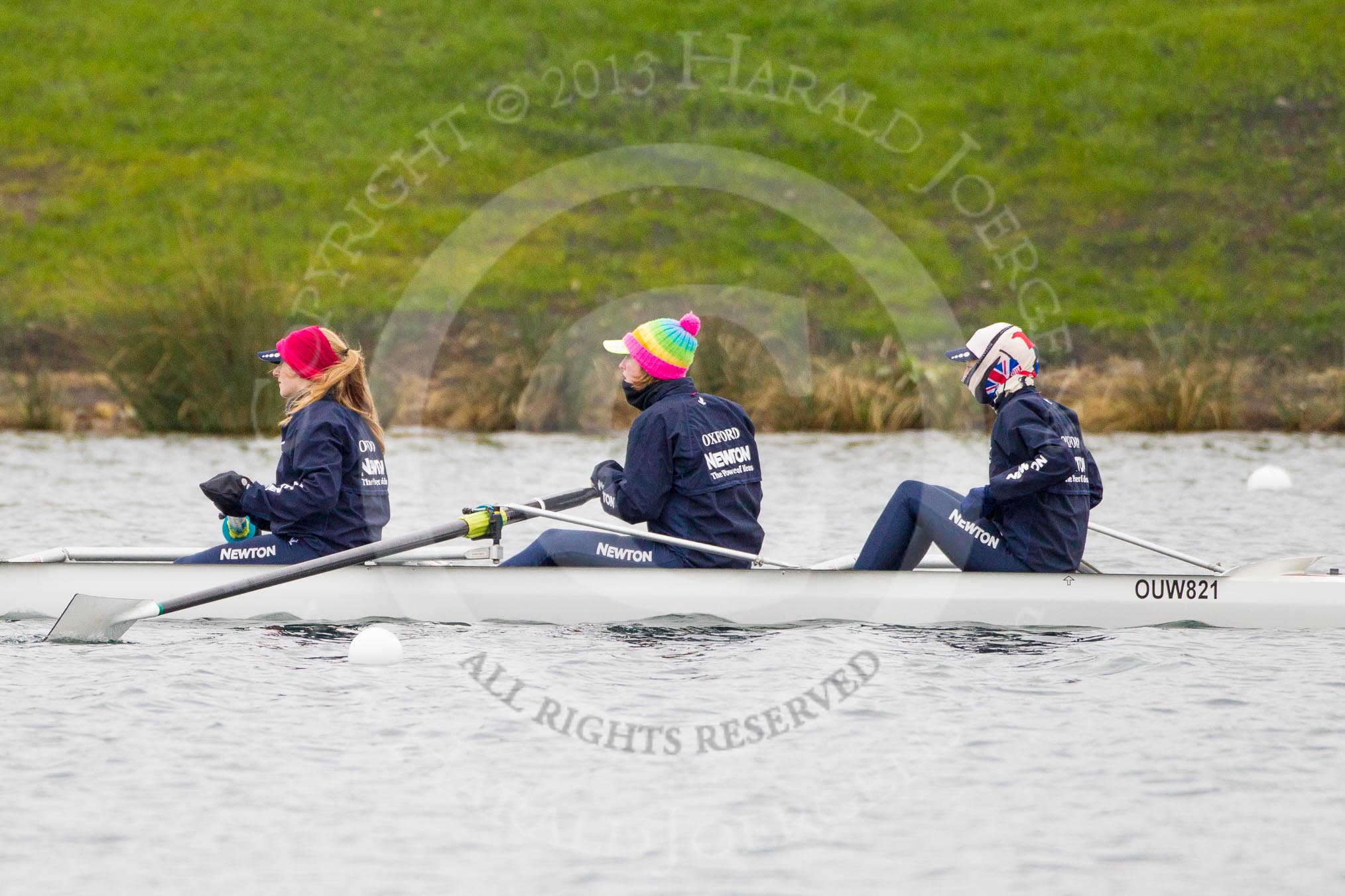 The Boat Race season 2013 - fixture OUWBC vs Molesey BC: OUWBC three, Mary Foord Weston, two, Alice Carrington-Windo and bow Mariann Novak..
Dorney Lake,
Dorney, Windsor,
Berkshire,
United Kingdom,
on 24 February 2013 at 11:24, image #45