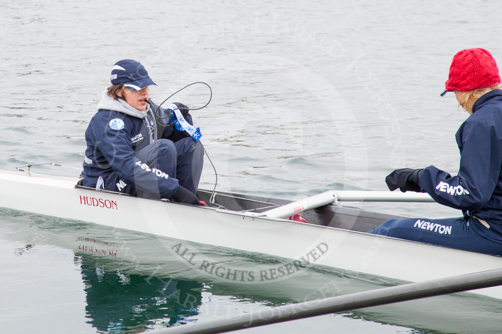 The Boat Race season 2013 - fixture OUWBC vs Molesey BC: OUWBC-cox Cox Sophie Shawdon and stroke Maxie Scheske..
Dorney Lake,
Dorney, Windsor,
Berkshire,
United Kingdom,
on 24 February 2013 at 11:17, image #42