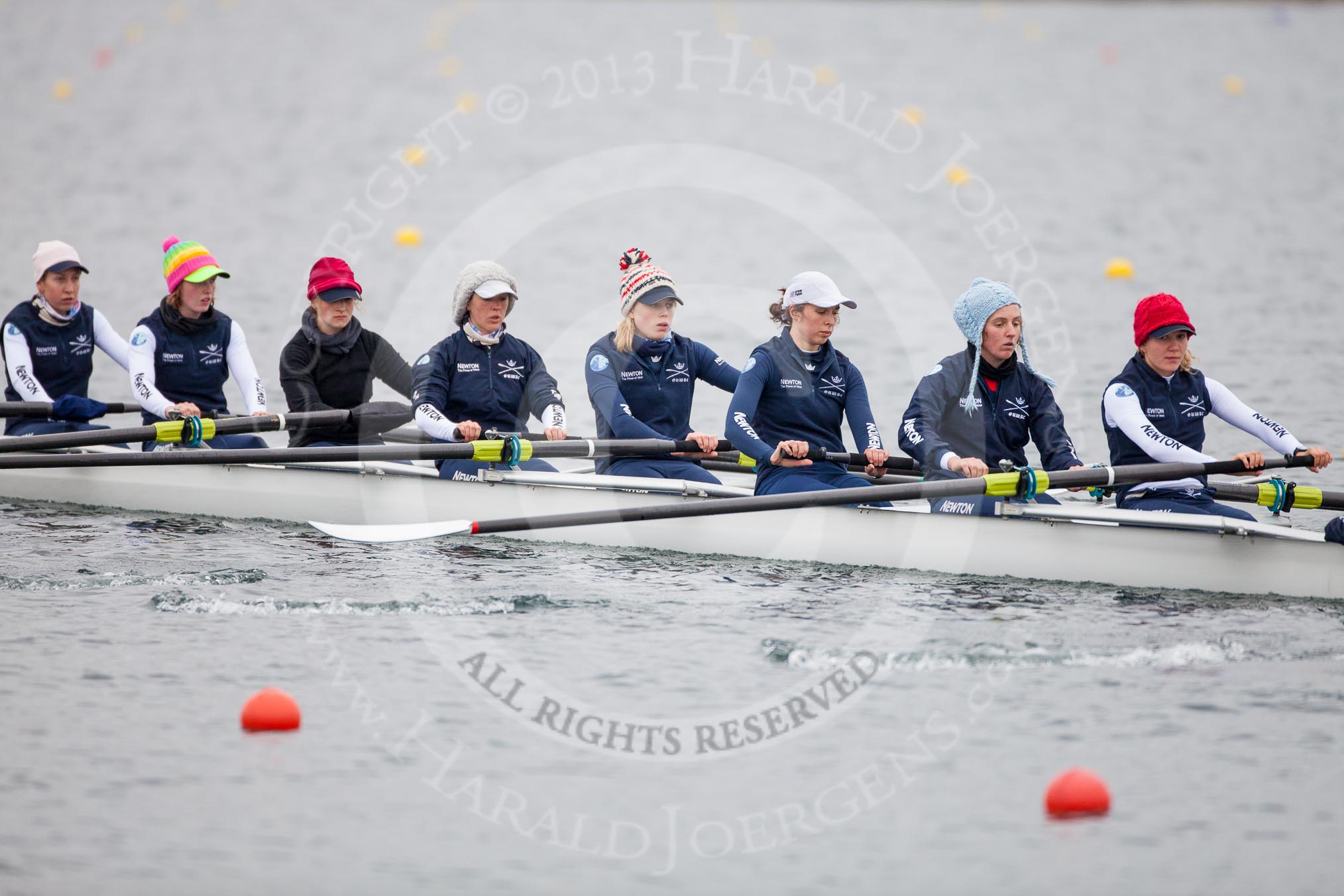 The Boat Race season 2013 - fixture OUWBC vs Molesey BC: The OUWBC Eight: Bow Mariann Novak, Alice Carrington-Windo, Mary Foord Weston, Joanna Lee, Amy Varney, Harriet Keane, Anastasia Chitty, and stroke Maxie Scheske..
Dorney Lake,
Dorney, Windsor,
Berkshire,
United Kingdom,
on 24 February 2013 at 12:03, image #108